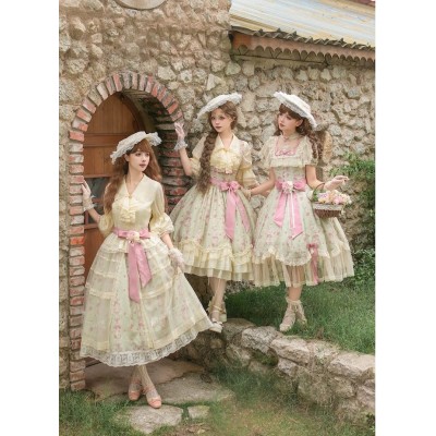 With Puji Letters and Poems-Breeze on Roses Blouse Skirt Underbust JSK OP and Sets(Pre-Order/Full Payment Without Shipping)